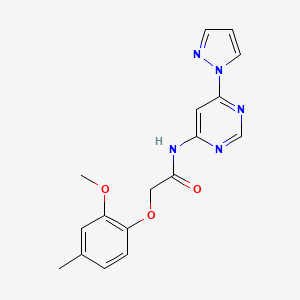 molecular formula C17H17N5O3 B2707361 N-(6-(1H-吡唑-1-基)嘧啶-4-基)-2-(2-甲氧基-4-甲基苯氧基)乙酰胺 CAS No. 1428355-24-1