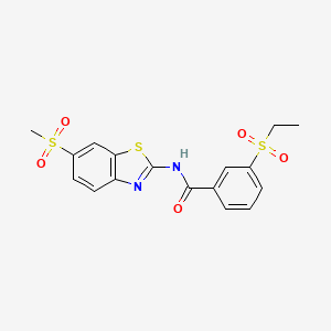 molecular formula C17H16N2O5S3 B2707367 3-(ethylsulfonyl)-N-(6-(methylsulfonyl)benzo[d]thiazol-2-yl)benzamide CAS No. 886917-95-9