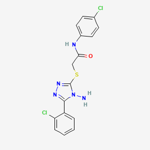 molecular formula C16H13Cl2N5OS B2707378 2-((4-amino-5-(2-chlorophenyl)-4H-1,2,4-triazol-3-yl)thio)-N-(4-chlorophenyl)acetamide CAS No. 578762-53-5