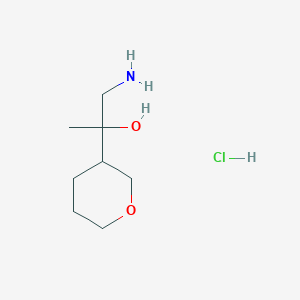 molecular formula C8H18ClNO2 B2707427 1-Amino-2-(oxan-3-yl)propan-2-ol;hydrochloride CAS No. 2361644-93-9