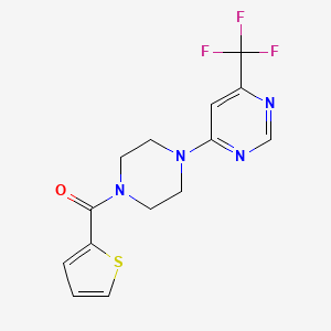 molecular formula C14H13F3N4OS B2707442 2-噻吩基{4-[6-(三氟甲基)-4-嘧啶-3-基]哌嗪基}甲酮 CAS No. 1775331-26-4