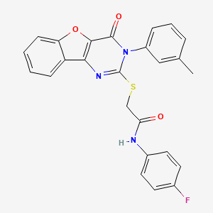 molecular formula C25H18FN3O3S B2707445 N-(4-fluorophenyl)-2-[[3-(3-methylphenyl)-4-oxo-[1]benzofuro[3,2-d]pyrimidin-2-yl]sulfanyl]acetamide CAS No. 872207-97-1