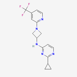 molecular formula C16H16F3N5 B2707466 2-Cyclopropyl-N-[1-[4-(trifluoromethyl)pyridin-2-yl]azetidin-3-yl]pyrimidin-4-amine CAS No. 2415510-87-9