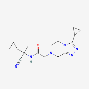 molecular formula C16H22N6O B2707472 N-(1-cyano-1-cyclopropylethyl)-2-{3-cyclopropyl-5H,6H,7H,8H-[1,2,4]triazolo[4,3-a]pyrazin-7-yl}acetamide CAS No. 1427980-99-1