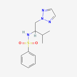 molecular formula C13H18N4O2S B2707473 N-(3-methyl-1-(2H-1,2,3-triazol-2-yl)butan-2-yl)benzenesulfonamide CAS No. 2034561-62-9