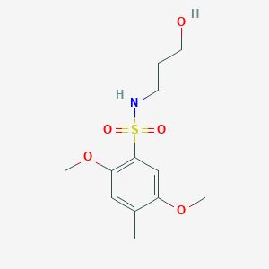 molecular formula C12H19NO5S B2707494 N-(3-hydroxypropyl)-2,5-dimethoxy-4-methylbenzenesulfonamide CAS No. 1018158-38-7
