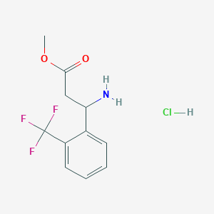 molecular formula C11H13ClF3NO2 B2707506 甲酸甲酯 3-氨基-3-[2-(三氟甲基)苯基]丙酸酯；盐酸盐 CAS No. 2580189-51-9