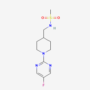molecular formula C11H17FN4O2S B2707523 N-((1-(5-fluoropyrimidin-2-yl)piperidin-4-yl)methyl)methanesulfonamide CAS No. 2034615-16-0