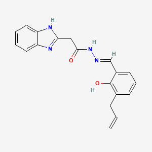 molecular formula C19H18N4O2 B2707530 2-(1H-苯并咪唑-2-基)-N'-{(E)-[2-羟基-3-(丙-2-烯-1-基)苯基]甲基亚乙酰肼 CAS No. 539806-70-7