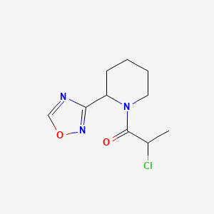 molecular formula C10H14ClN3O2 B2707532 2-Chloro-1-[2-(1,2,4-oxadiazol-3-yl)piperidin-1-yl]propan-1-one CAS No. 2411227-76-2