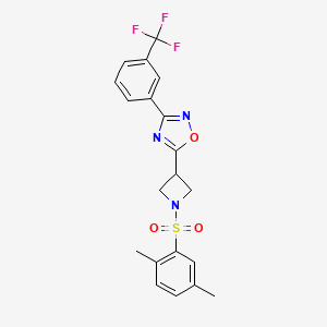 molecular formula C20H18F3N3O3S B2707536 5-(1-((2,5-Dimethylphenyl)sulfonyl)azetidin-3-yl)-3-(3-(trifluoromethyl)phenyl)-1,2,4-oxadiazole CAS No. 1351635-19-2