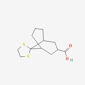 molecular formula C12H18O2S2 B2707544 Spiro[bicyclo[3.3.1]nonane-9,2'-[1,3]dithiolane]-3-carboxylic acid CAS No. 956369-21-4