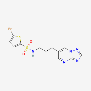 molecular formula C12H12BrN5O2S2 B2707568 N-(3-([1,2,4]triazolo[1,5-a]pyrimidin-6-yl)propyl)-5-bromothiophene-2-sulfonamide CAS No. 1903433-56-6