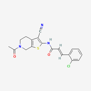 molecular formula C19H16ClN3O2S B2707576 (E)-N-(6-acetyl-3-cyano-4,5,6,7-tetrahydrothieno[2,3-c]pyridin-2-yl)-3-(2-chlorophenyl)acrylamide CAS No. 864859-26-7