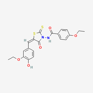 4-ethoxy-N-[(5E)-5-[(3-ethoxy-4-hydroxyphenyl)methylidene]-4-oxo-2-sulfanylidene-1,3-thiazolidin-3-yl]benzamide