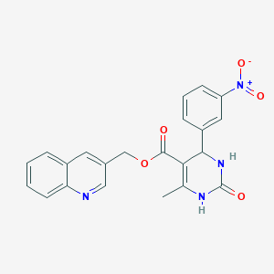 molecular formula C22H18N4O5 B2707609 Quinolin-3-ylmethyl 6-methyl-4-(3-nitrophenyl)-2-oxo-3,4-dihydro-1H-pyrimidine-5-carboxylate CAS No. 2248308-06-5