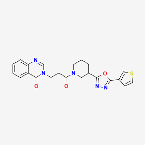 molecular formula C22H21N5O3S B2707610 3-(3-氧代-3-(3-(5-(噻吩-3-基)-1,3,4-噁二唑-2-基)哌啶-1-基)丙基)喹唑啉-4(3H)-酮 CAS No. 1797846-13-9