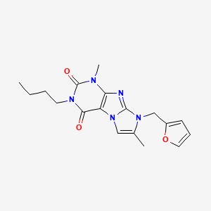 molecular formula C18H21N5O3 B2707611 3-Butyl-8-(2-furylmethyl)-1,7-dimethyl-1,3,5-trihydro-4-imidazolino[1,2-h]puri ne-2,4-dione CAS No. 887454-57-1