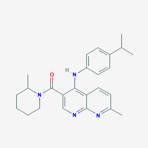 (4-((4-Isopropylphenyl)amino)-7-methyl-1,8-naphthyridin-3-yl)(2-methylpiperidin-1-yl)methanone