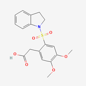 molecular formula C18H19NO6S B2707626 2-(4,5-Dimethoxy-2-(indolin-1-ylsulfonyl)phenyl)acetic acid CAS No. 1797040-31-3