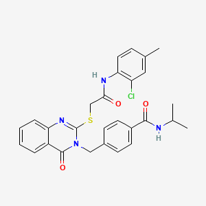 molecular formula C28H27ClN4O3S B2707642 4-((2-((2-((2-氯-4-甲基苯基)氨基)-2-氧代乙基)硫代)-4-氧代喹唑啉-3(4H)-基)甲基)-N-异丙基苯甲酰胺 CAS No. 1115549-42-2