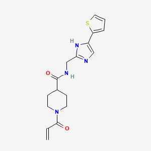 molecular formula C17H20N4O2S B2707649 1-Prop-2-enoyl-N-[(5-thiophen-2-yl-1H-imidazol-2-yl)methyl]piperidine-4-carboxamide CAS No. 2361813-54-7