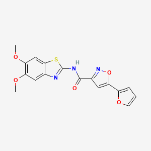 molecular formula C17H13N3O5S B2707653 N-(5,6-二甲氧苯并[d]噻唑-2-基)-5-(呋喃-2-基)异噁唑-3-羧酰胺 CAS No. 1203062-40-1