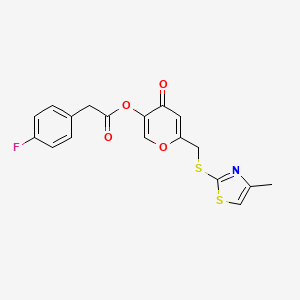 6-(((4-methylthiazol-2-yl)thio)methyl)-4-oxo-4H-pyran-3-yl 2-(4-fluorophenyl)acetate