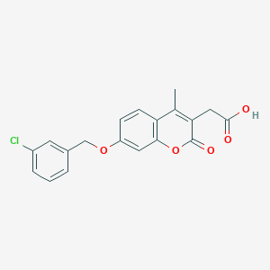molecular formula C19H15ClO5 B2707679 {7-[(3-chlorobenzyl)oxy]-4-methyl-2-oxo-2H-chromen-3-yl}acetic acid CAS No. 578004-52-1