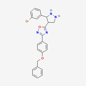 molecular formula C24H17BrN4O2 B2707690 5-[3-(3-Bromophenyl)pyrazolidin-4-yl]-3-(4-phenylmethoxyphenyl)-1,2,4-oxadiazole CAS No. 2034440-75-8