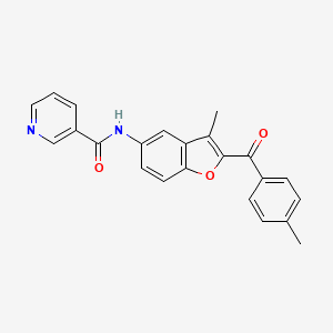 molecular formula C23H18N2O3 B2707726 N-(3-methyl-2-(4-methylbenzoyl)benzofuran-5-yl)nicotinamide CAS No. 929472-05-9