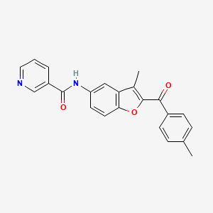 molecular formula C23H18N2O3 B2707726 N-(3-甲基-2-(4-甲基苯甲酰)苯并呋喃-5-基)烟酰胺 CAS No. 929472-05-9