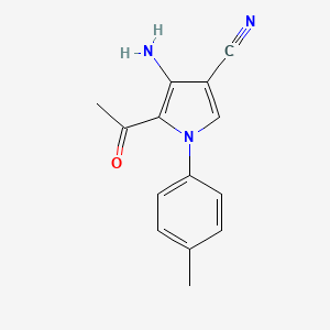 molecular formula C14H13N3O B2707736 5-Acetyl-4-amino-1-(4-methylphenyl)pyrrole-3-carbonitrile CAS No. 839680-72-7