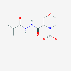 molecular formula C14H25N3O5 B2707745 叔丁基 3-[N'-(2-甲基丙酰)肼基]吗啉-4-甲酸酯 CAS No. 1803561-57-0