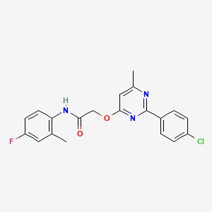 molecular formula C20H17ClFN3O2 B2707746 2-{[2-(4-氯苯基)-6-甲基嘧啶-4-基]氧基}-N-(4-氟-2-甲基苯基)乙酰胺 CAS No. 1251625-94-1