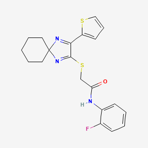 N-(2-fluorophenyl)-2-((3-(thiophen-2-yl)-1,4-diazaspiro[4.5]deca-1,3-dien-2-yl)thio)acetamide