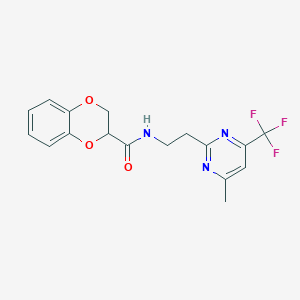 molecular formula C17H16F3N3O3 B2707751 N-(2-(4-methyl-6-(trifluoromethyl)pyrimidin-2-yl)ethyl)-2,3-dihydrobenzo[b][1,4]dioxine-2-carboxamide CAS No. 1396684-26-6