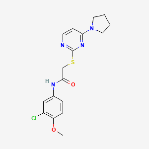 molecular formula C17H19ClN4O2S B2707756 N-(3-氯-4-甲氧基苯基)-2-((4-(吡咯啉-1-基)嘧啶-2-基)硫)乙酰胺 CAS No. 1251707-35-3
