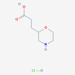molecular formula C7H14ClNO3 B2707759 2-Morpholinepropanoic acid HCl CAS No. 1367717-32-5; 1571216-45-9
