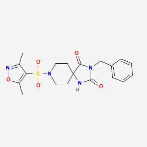 molecular formula C19H22N4O5S B2707773 3-Benzyl-8-((3,5-dimethylisoxazol-4-yl)sulfonyl)-1,3,8-triazaspiro[4.5]decane-2,4-dione CAS No. 1021089-63-3