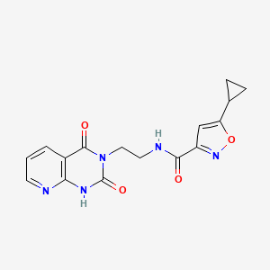 molecular formula C16H15N5O4 B2707782 5-cyclopropyl-N-(2-(2,4-dioxo-1,2-dihydropyrido[2,3-d]pyrimidin-3(4H)-yl)ethyl)isoxazole-3-carboxamide CAS No. 2034372-63-7