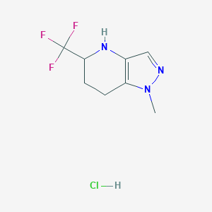 molecular formula C8H11ClF3N3 B2707791 1-Methyl-5-(trifluoromethyl)-4,5,6,7-tetrahydropyrazolo[4,3-b]pyridine;hydrochloride CAS No. 2305255-83-6