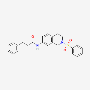 molecular formula C24H24N2O3S B2707798 3-phenyl-N-(2-(phenylsulfonyl)-1,2,3,4-tetrahydroisoquinolin-7-yl)propanamide CAS No. 954613-05-9