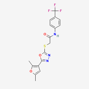 molecular formula C17H14F3N3O3S B2707801 2-((5-(2,5-dimethylfuran-3-yl)-1,3,4-oxadiazol-2-yl)thio)-N-(4-(trifluoromethyl)phenyl)acetamide CAS No. 1021059-19-7