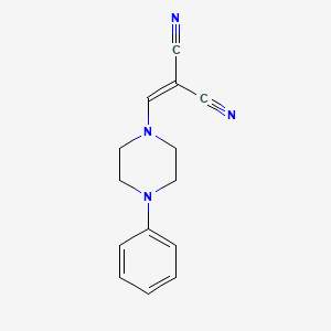 molecular formula C14H14N4 B2707807 2-[(4-Phenylpiperazin-1-yl)methylidene]propanedinitrile CAS No. 195243-37-9