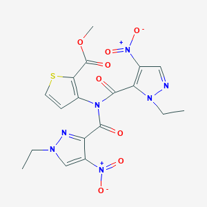 molecular formula C18H17N7O8S B270782 methyl 3-[({1-ethyl-4-nitro-1H-pyrazol-3-yl}carbonyl)({1-ethyl-4-nitro-1H-pyrazol-5-yl}carbonyl)amino]-2-thiophenecarboxylate 