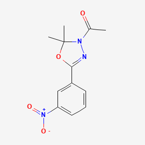 molecular formula C12H13N3O4 B2707826 1-(2,2-dimethyl-5-(3-nitrophenyl)-1,3,4-oxadiazol-3(2H)-yl)ethanone CAS No. 382177-89-1