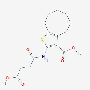 molecular formula C16H21NO5S B270783 4-{[3-(Methoxycarbonyl)-4,5,6,7,8,9-hexahydrocycloocta[b]thiophen-2-yl]amino}-4-oxobutanoic acid 