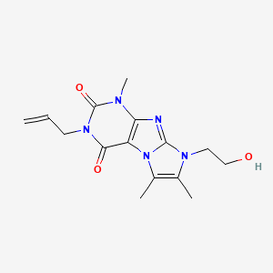 molecular formula C15H19N5O3 B2707838 3-烯丙基-8-(2-羟乙基)-1,6,7-三甲基-1H-咪唑并[2,1-f]嘌呤-2,4(3H,8H)-二酮 CAS No. 915872-68-3