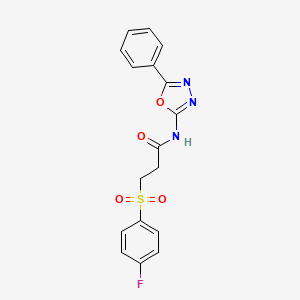 3-(4-fluorophenyl)sulfonyl-N-(5-phenyl-1,3,4-oxadiazol-2-yl)propanamide